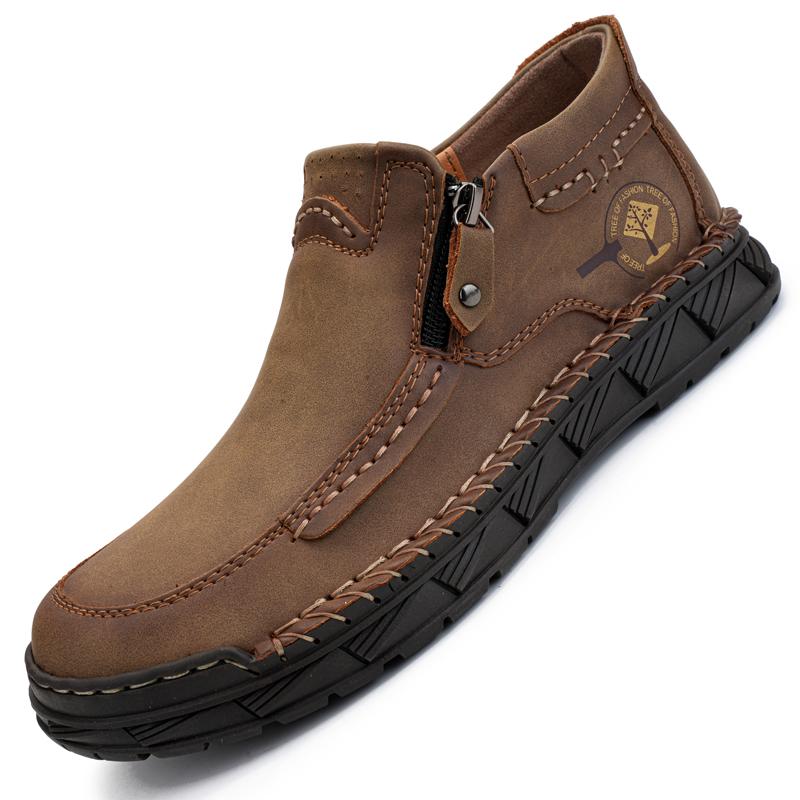 Handmade Split Leather Boots Men Shoes Comfortable Ankle Boots For Men Casual Shoes Large Size Tooling Shoes