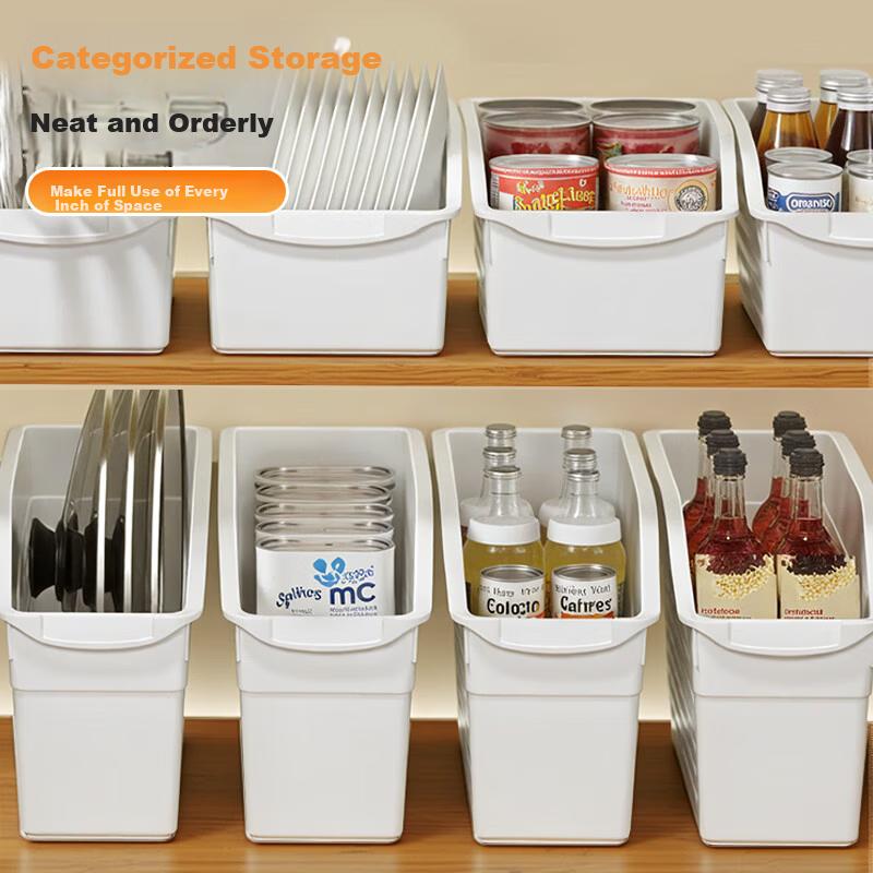 Jiabangshu Kitchen Storage Basket with Wheels Large Storage Box Spice Miscellaneous Cabinet Storage Box Under Sink Pull-Out Organizer Basket