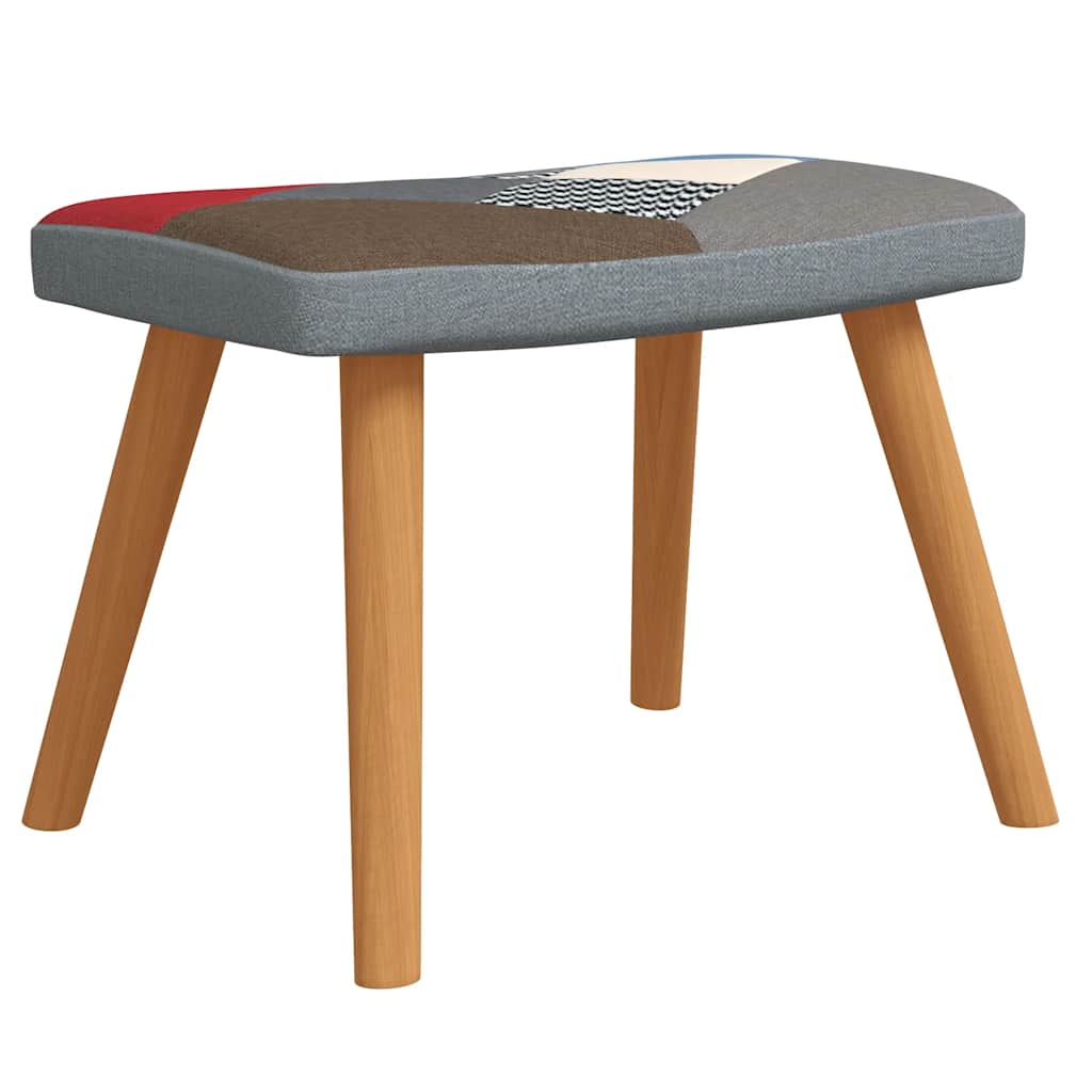 Vidaxl Fotel Bujany Z Podnóżkiem, Patchwork, Obity Tkaniną