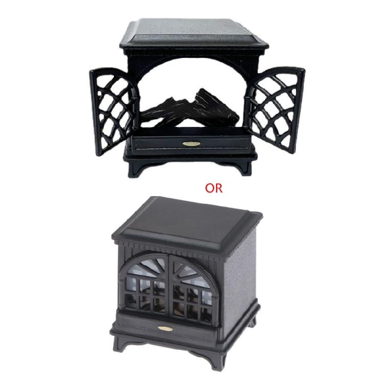 1:12 Scale Dollhouse Fireplace with LED Miniature Furniture Crafts Accessories