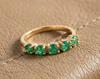 Inele Band Half Eternity cu Smarald, Inel de Angajament Promisiune din Aur Vermeil de 14k