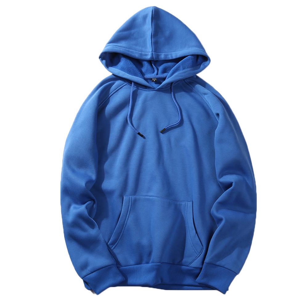 Men's  Casual Solid Hip  Loose Fit Fleece Long Sleeve Hoodie Top Blouse