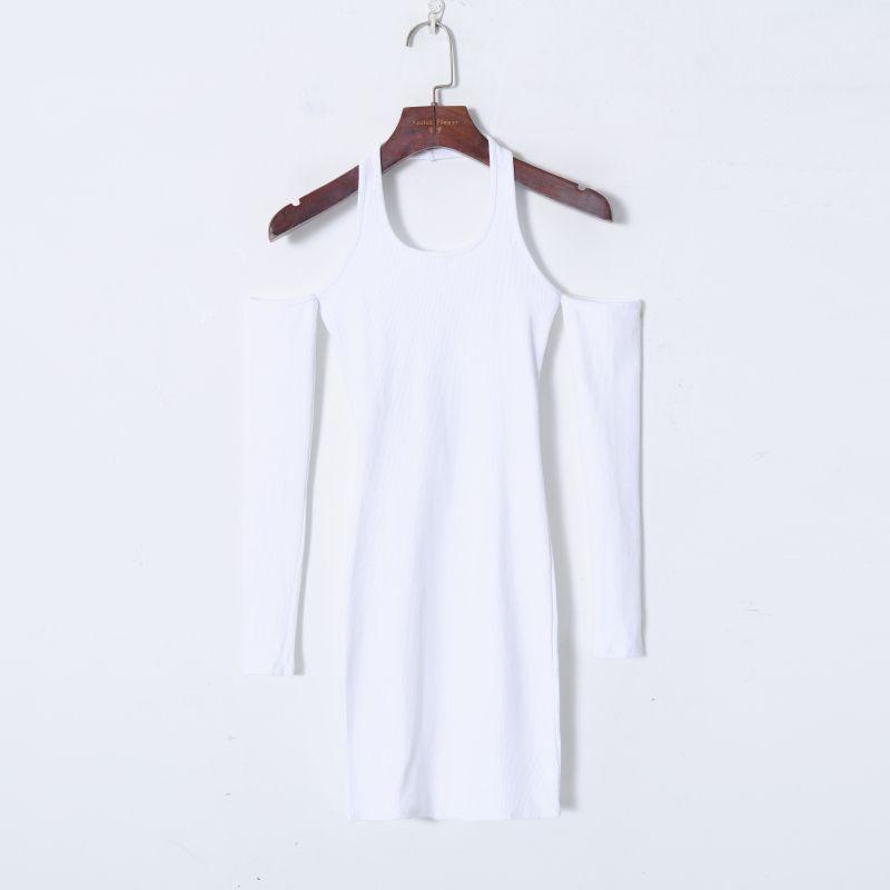 

2023 Women s Spring Clothing Fashion Wind Sexy Hanging Collar Open Back Leaking Shoulder Long Sleeves Silm Elastic Plaid Dress White S