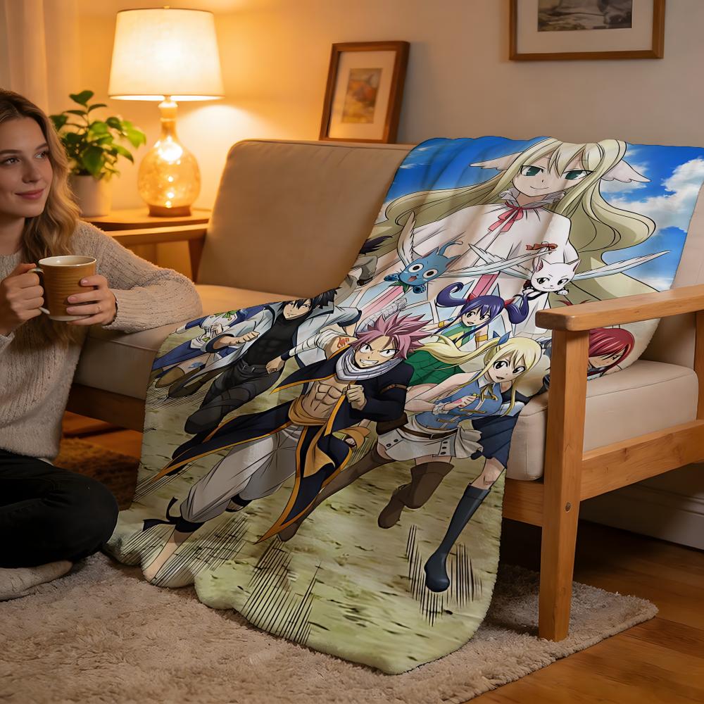Throw High-Density Short Plush Blanket For Sofa Nap Air-Conditioned Room Soft Skin-Friendly Classic Comics Anime FAIRY TAIL