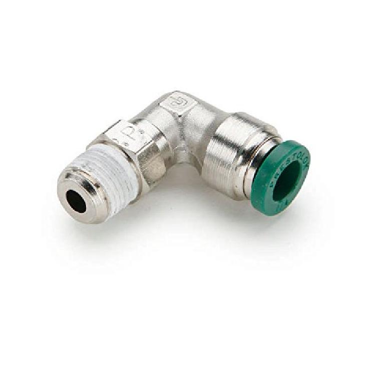

W169PLP-5-4-pk10 Prestolok PLP Male Elbow Swivel 90 Degree Push-to-Connect Fitting, Nickel Plated Brass, 5/16 Push-to-Connect Tube x 1/4 Male NPTF 1