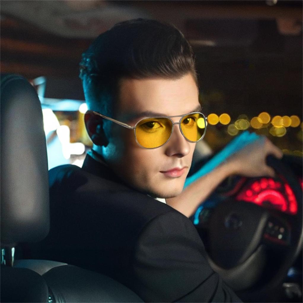 FEISEDY Night Driving Teardrop Night Polarized for and Rainy B2294 Sunglasses, Shape, Men's, Fishing, Lenses, Anti-Glare, Driving, Cycling, Days,