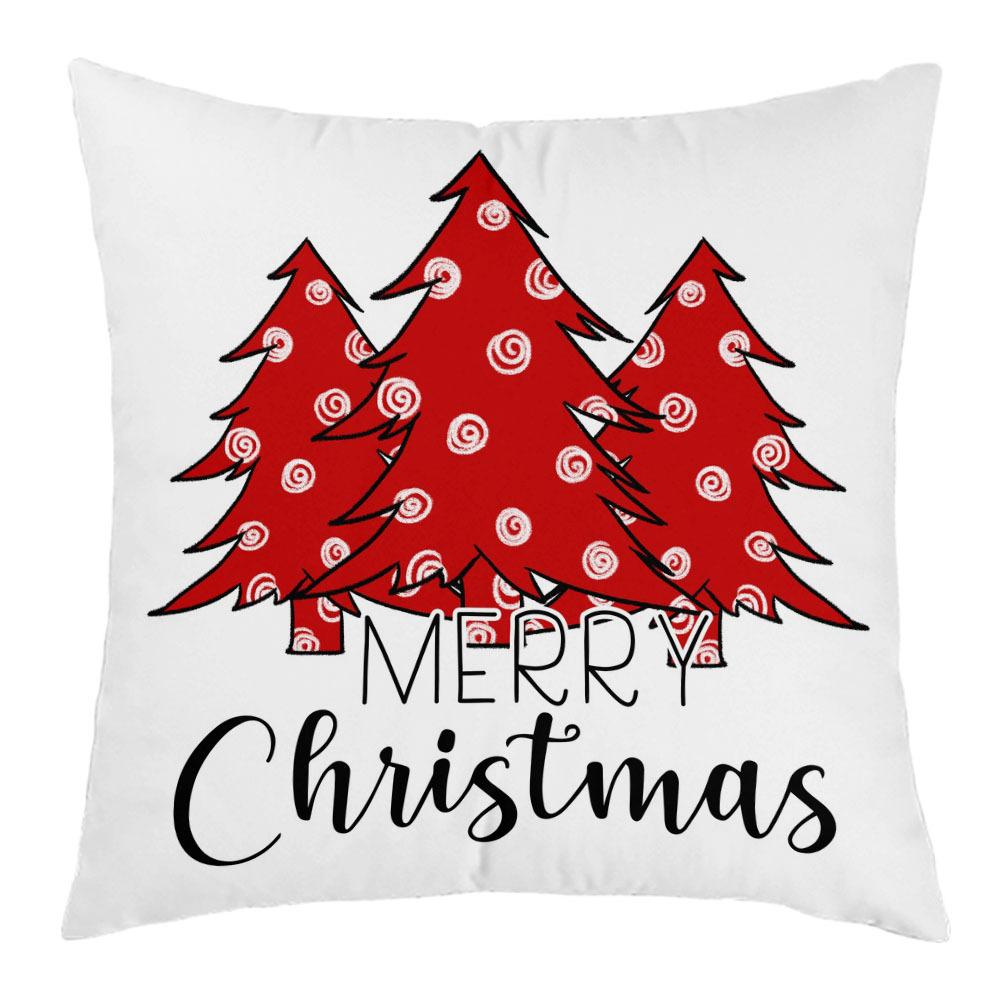 New Christmas Short Plush Pillow Cover Peach Skin Digital Printing Cushion Cover Christmas Snowman Pattern