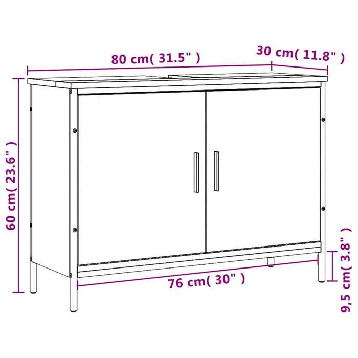 VidaXL Bathroom Vanity Cabinet, Sink Unit with Storage, Toilet Under-Sink Cabinet, Modern, Black Wood 842451