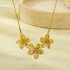 Exaggerated Big Flower Pattern Pendant Necklace for Women New Trend Chain Chorker Accessoriss Stainless Steel Jewelry Party Gift
