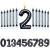 6Pcs 1 to 9 Number Candle For Racers Black and White Checkered Candle Anniversary Truck Candle Cake Topper Festival Candles Cake