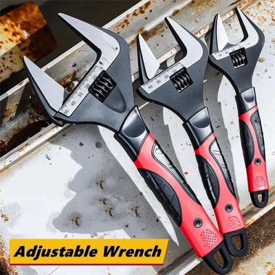Useful Metal Adjustable Wrench Large Open Clamp Wrench Universal Spanner Non-Slip Grip Bathroom Wrench Hand Repair Tool