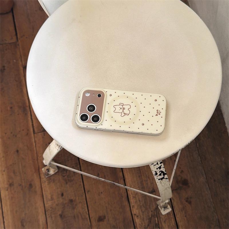 Beige Polka Dot Magnetic Case for Apple iPhone 17 Pro Max/16/15/14