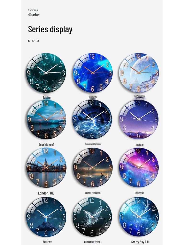 Modern European Silent Quartz Wall Clock - 30cm Glass Design for Living Room or Bedroom