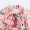 Spring new women's clothing, European and American style fashion with belt flower print Midi dress