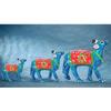 Paper Mache Showpiece Cow for Home Decoration (Sky Blue, Set of 3)