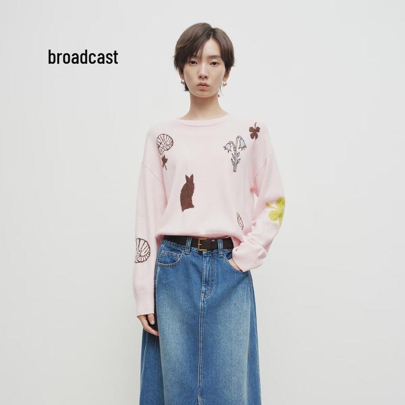 Broadcast Women's Round Neck Long Sleeve Knit Sweater