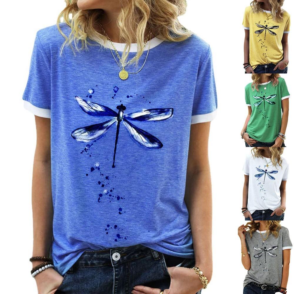 

Женская мода Повседневный Повседневный цветочный принт с короткими рукавами и круглым вырезом Топ с цветными блоками