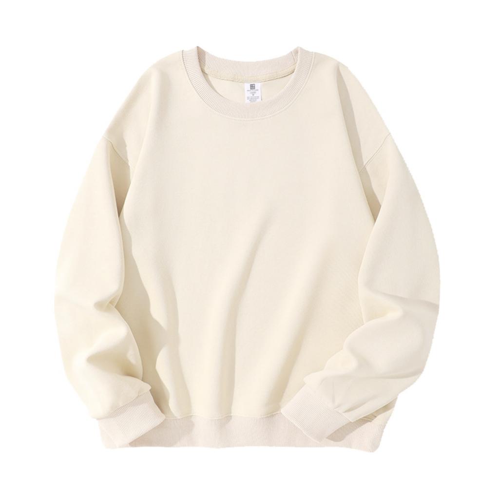 Men's And Women's Solid-color Casual Round-neck Long-sleeved Top, Men's Fitted Thickened Cotton Sweatshirt Base Layer Top