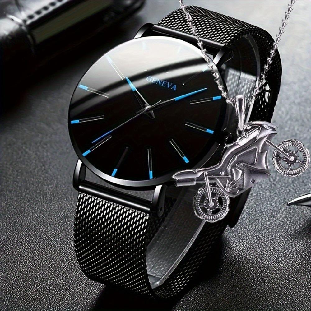 Geneva Watch Accessories Set Watch Men S Watch Mesh Strap Watch Quartz Watch Fashion Matching