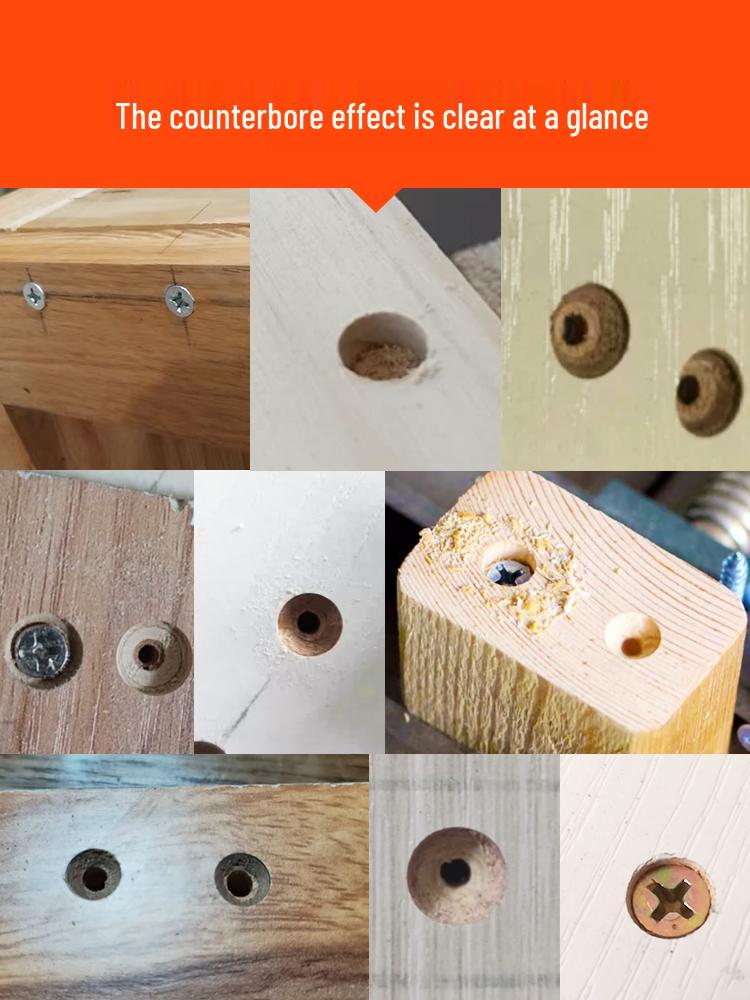 Woodworking Countersink Drill Bit Set: Precision Hole Opener and Screw Hole Beautification Tool.
