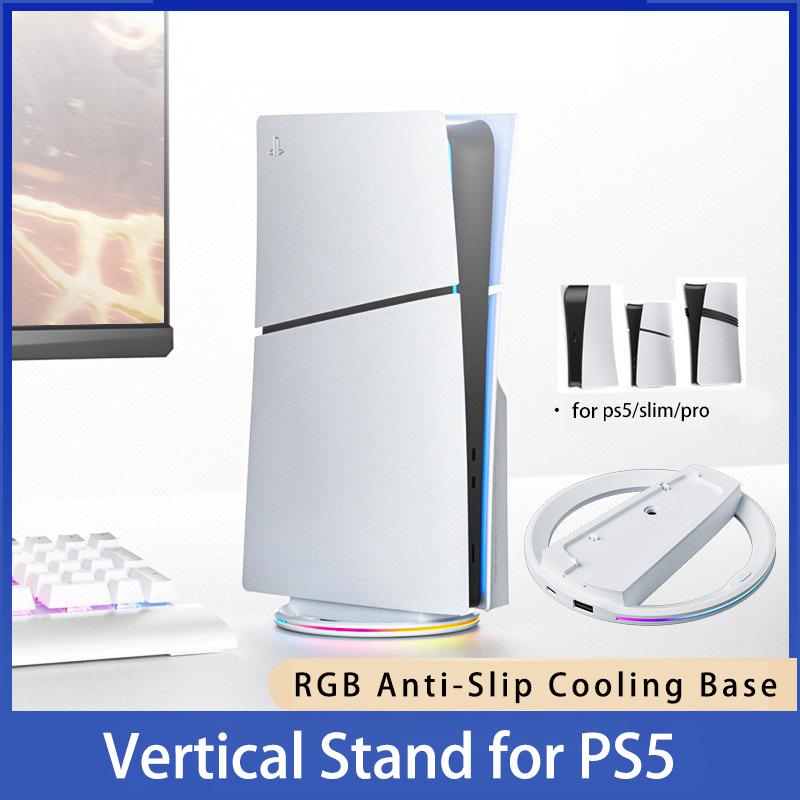RGB Vertical Stand Game Console for PS5/PS5 Slim PROGame Console Anti-Slip Stable LED Cooling Base Stand Gaming Accessories