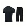 Li-Ning Plain Logo Simple Versatile Comfortable Breathable Pullover Short Sleeve Casual Sports Suit Unisex suit Black AHST347-1+AKLU881-1