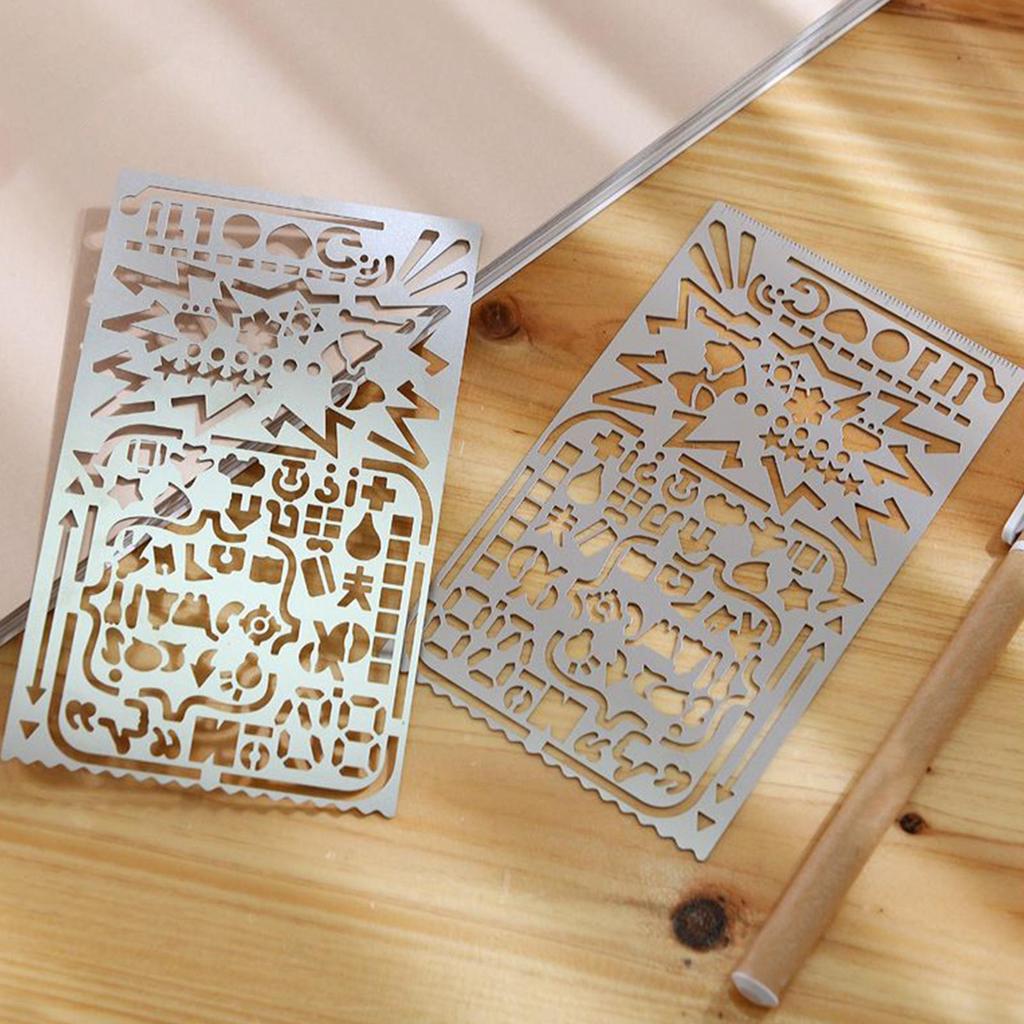 graffiti ruler Creative multifunctional hollowed out ruler metal hand ledger ruler drawing template ruler stainless steel ruler