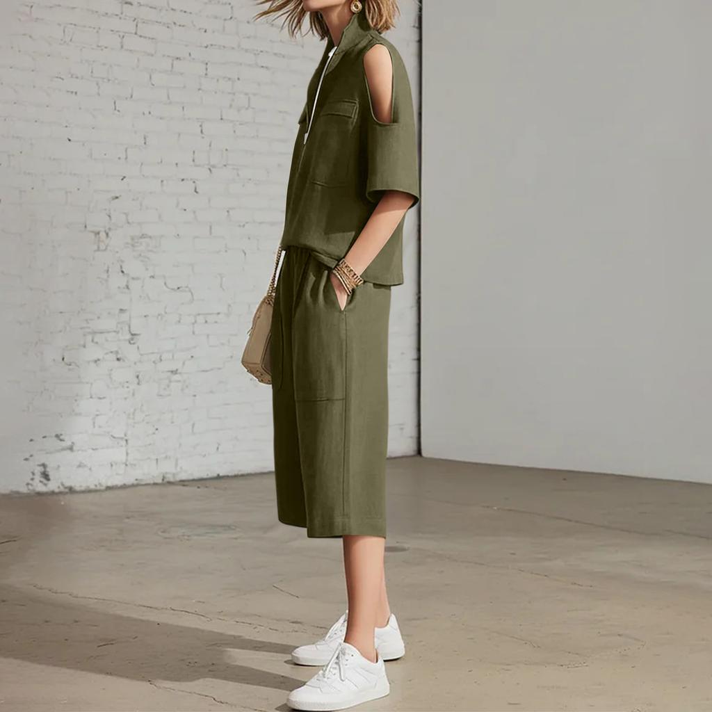 Fashion Women's Short Sleeve Shorts Shirts Loose Pants Two-Piece Set