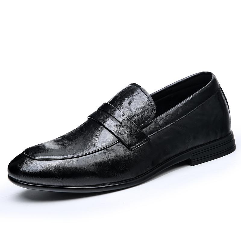 High-end small leather shoes men's soft-soled formal wear business 2025 new Korean version black leather shoes men's casual wedding shoes trend