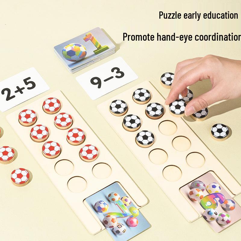 Children's Arithmetic Education Toy: Early Math and Football-Themed Wooden Game