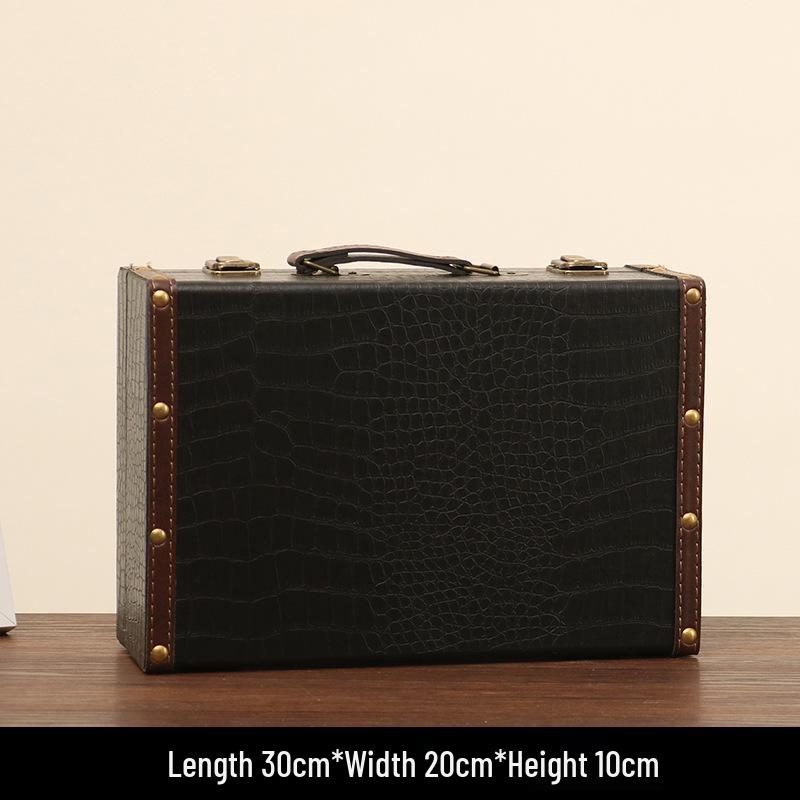 Vintage American Retro Leather-Wooden Suitcase Display and Photography Prop