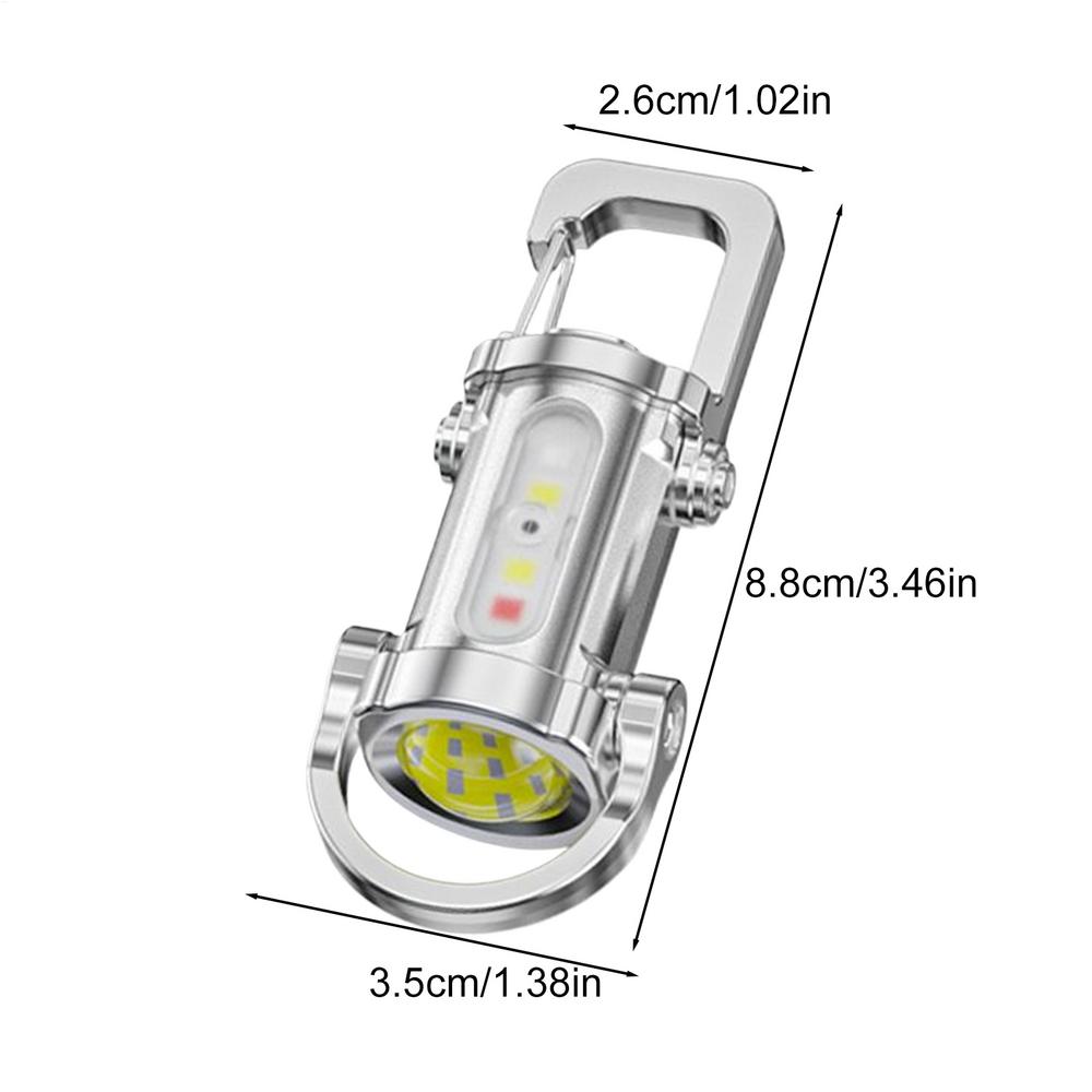 Mini Keychain Flashlight Rechargeable Pocket COB Working Light Outdoor Hook Emergency Warning Light for Camping Walking Hiking