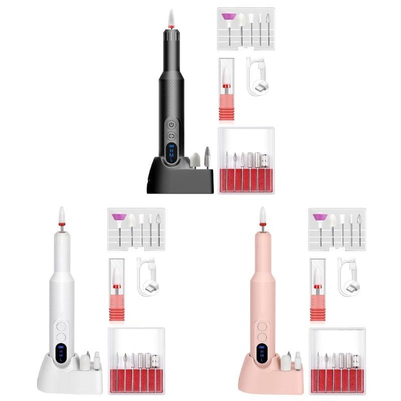Professional Cordless Nail Drill Machine With 12 Pieces And 36 Sanding Bands For Manicure Pedicure At Home Or Salon