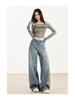 Women's High-Waist Retro Blue Wide-Leg Jeans - Autumn/Winter 2025 Collection.