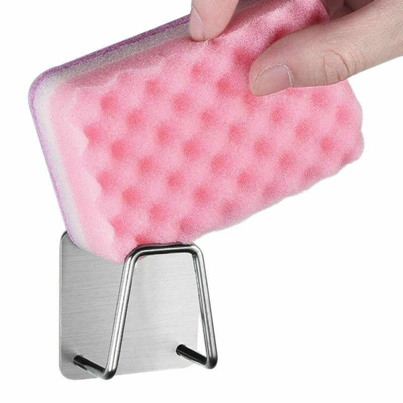 Stainless Steel Sponges Racks Self Adhesive Kitchen Sink Sponges Drain Drying Rack Storage Holder Accessories Storage Holders
