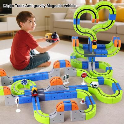 1 Sada Magnetická Dráha Stavebnice Vláček Hračka DIY Vzdělávací Dětský Elektrický Vláček Puzzle Dráha Hračka se Silničními Značkami Batolata Chlapci Dívky Dárek