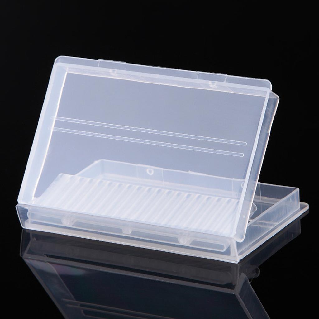 Lightweight 20 Slots Clear Nail Drill Bit Brush Plastic Storage Box Holder Container Manicure Cutters Display Nail Tools