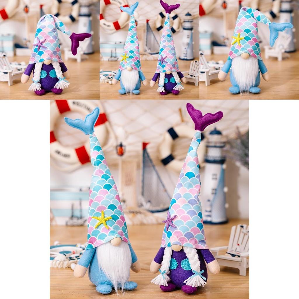 Cute Mermaid Summer Gnome Plush Dolls With Soft Fabric Tail Ideal For Seasonal Decoration