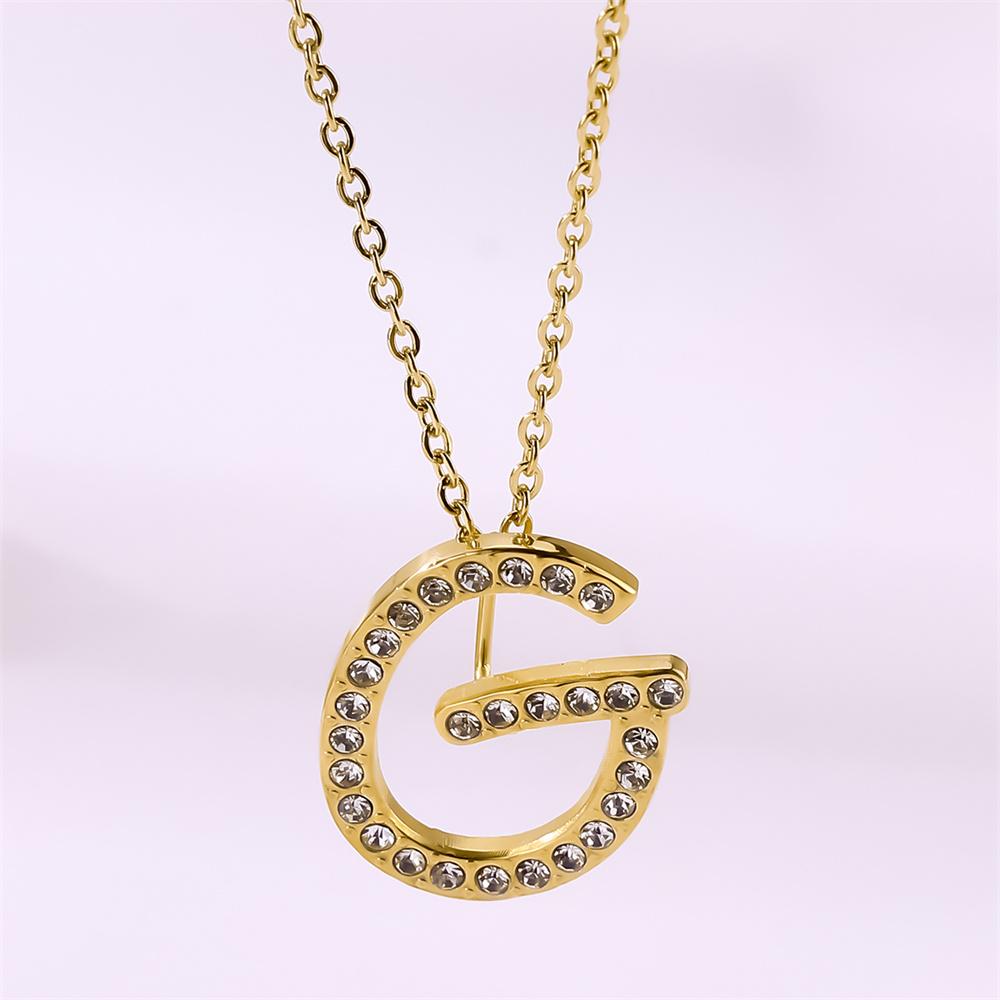Atoztide Zircon Letter Pendant Necklace for Women Men Full Stone Alphabet Initial Name Monogram Charm Necklace Jewelry Gift