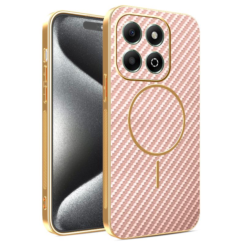 

Чехол для Honor X6c x6B X6A Новый гальванический кевларовый магнитный матовый чехол для Honor x6c Противоударный бампер Funda Honor X6c розовый