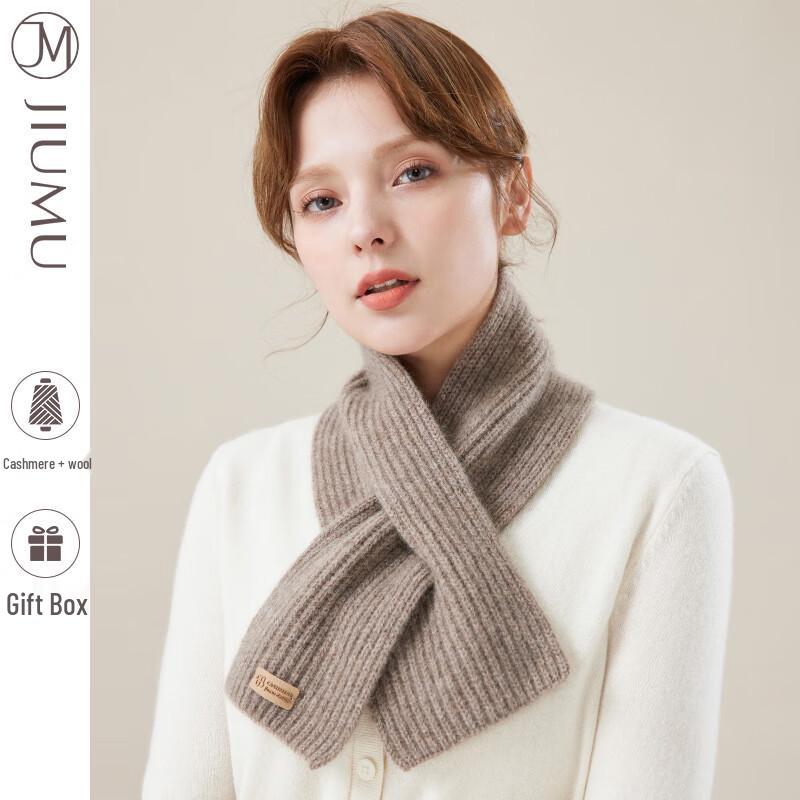 JIUMU Women's Autumn/Winter Thick Warm Wool Cross Scarf