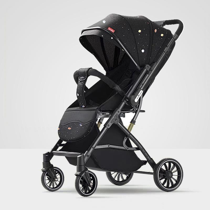 Lightweight Two-Way High Landscape Baby Stroller: Sit & Recline, One-Button Foldable Children's Pushchair.