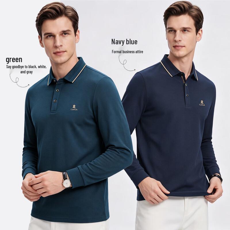 MONTAGUT Men's Lamb Wool Blend Casual Long Sleeve Polo Shirt
