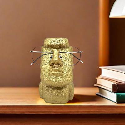 Eyewear Holder for Desk Glasses Holder Stand Resin Man Head Eyeglasses Holder Abstract Male Bust Glasses Organizer for Home