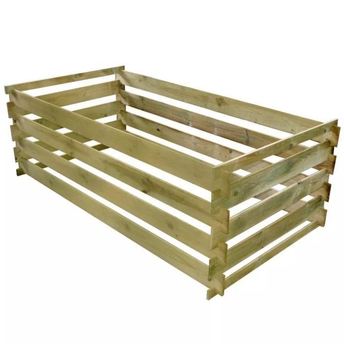 Bac de compostage - vidaXL - 180x90x90 cm - Bois de pin imprégné - Résistant à la pourriture - Montage facile