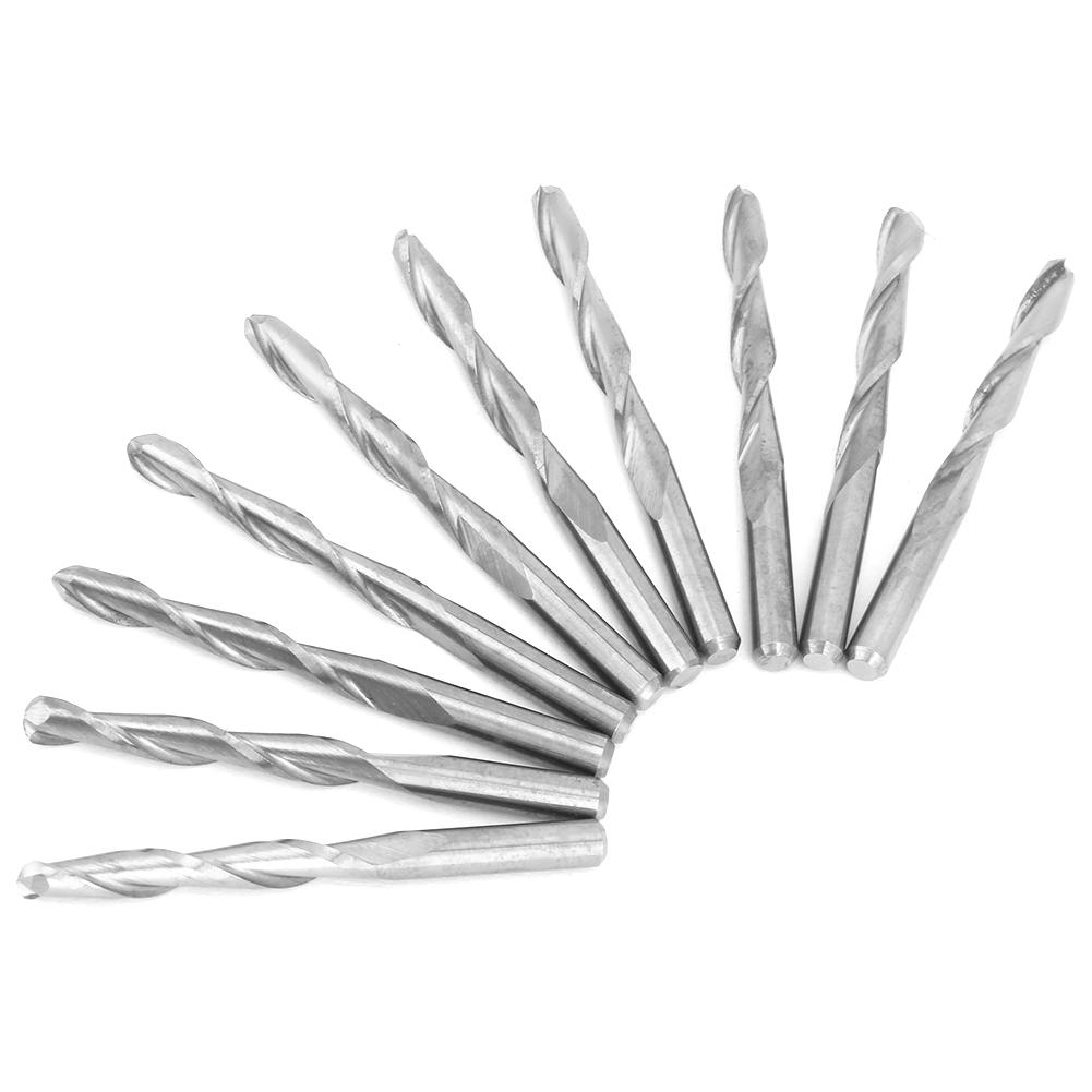 10pcs 2 Flute Spiral Router Bit for Wood CNC End Mill Tungsten Milling Cutter 3.175*22mm