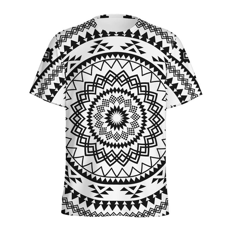 Bohemian Mandala Pattern T Shirt Men Kaleidoscope 3D Printed T-Shirts Summer Fashion O-Neck Loose Short Sleeve Tees Streetwear
