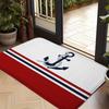 Sailing Anchor Doormat Marine Red White Navy Stripe Entrance Rug Beach House Theme Non-Slip Welcome Mat Coastal Cottage Decor