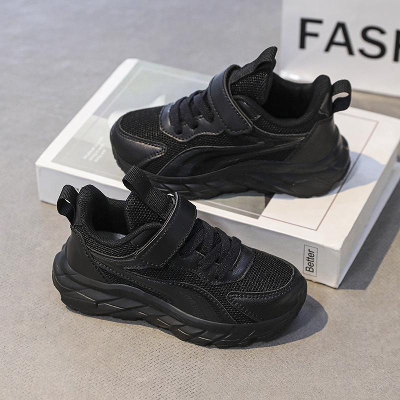 2025 New Autumn Children's Double Mesh Shoes Velcro Students Breathable Deodorant Mesh Lightweight Running Shoes Fly Knitting