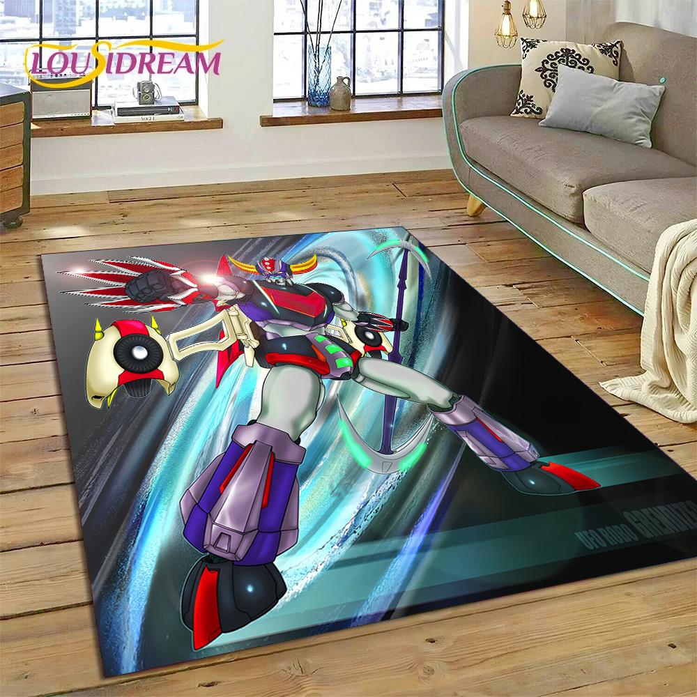 Alfombra de Dibujos Animados 3D Robot OVNI Grendizer Anime para Sala de Estar Dormitorio Decoración del Hogar, Felpudo Antideslizante para Sofá Felpudo Regalo Niños